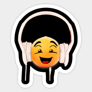 happy oranges while using headphones Sticker